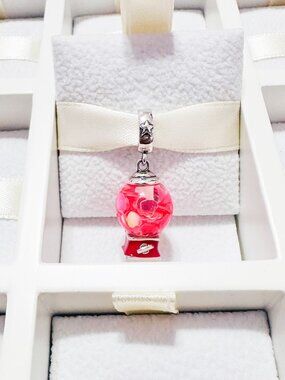 925 Sterling Silver Bubblegum Machine Dangle Charm Fits Pandora Bracelets